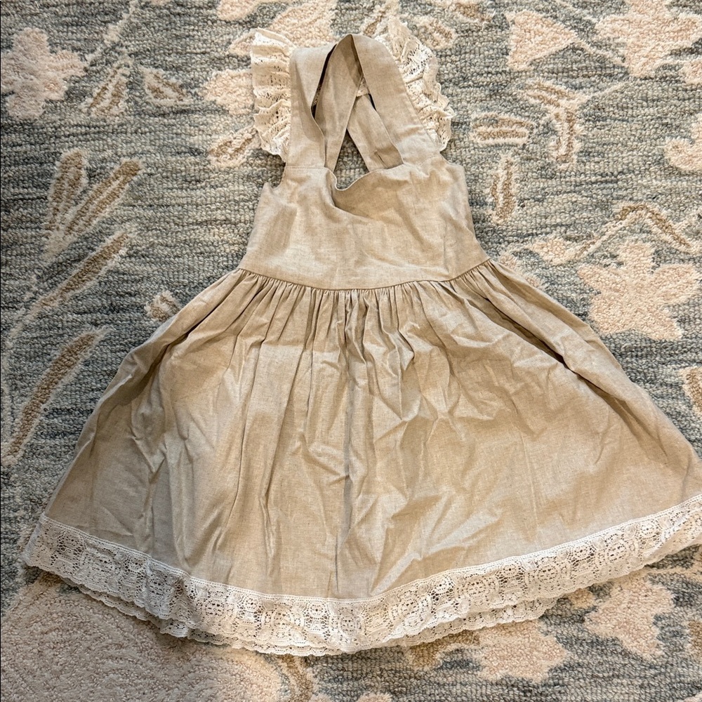 SweetHoney Tan Lace Trim Casual Dress